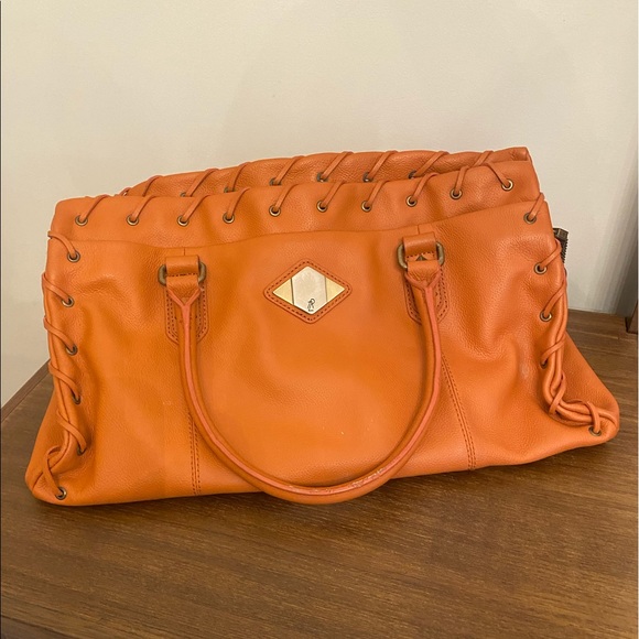 Rachel Zoe Handbags - Large Tan-Orange Pebble Leather Rachel Zoe Handbag